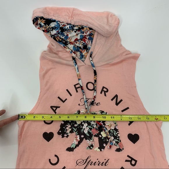 Tropical California Republic Bear Hooded Tank Sleeveless Shirt Size Small - Picture 10 of 11